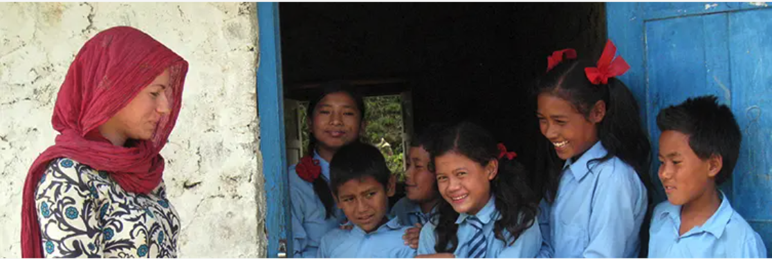 Six children and a teacher