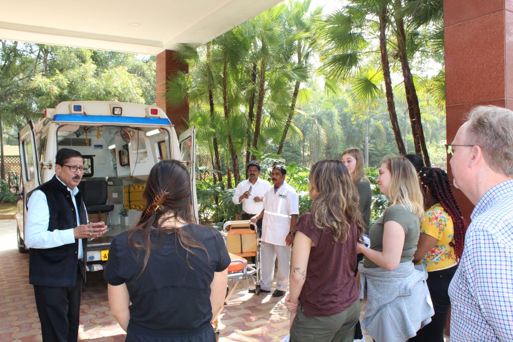 Demonstration of human emergency services at EMRI Green Headquarters in Hyderabad, India
